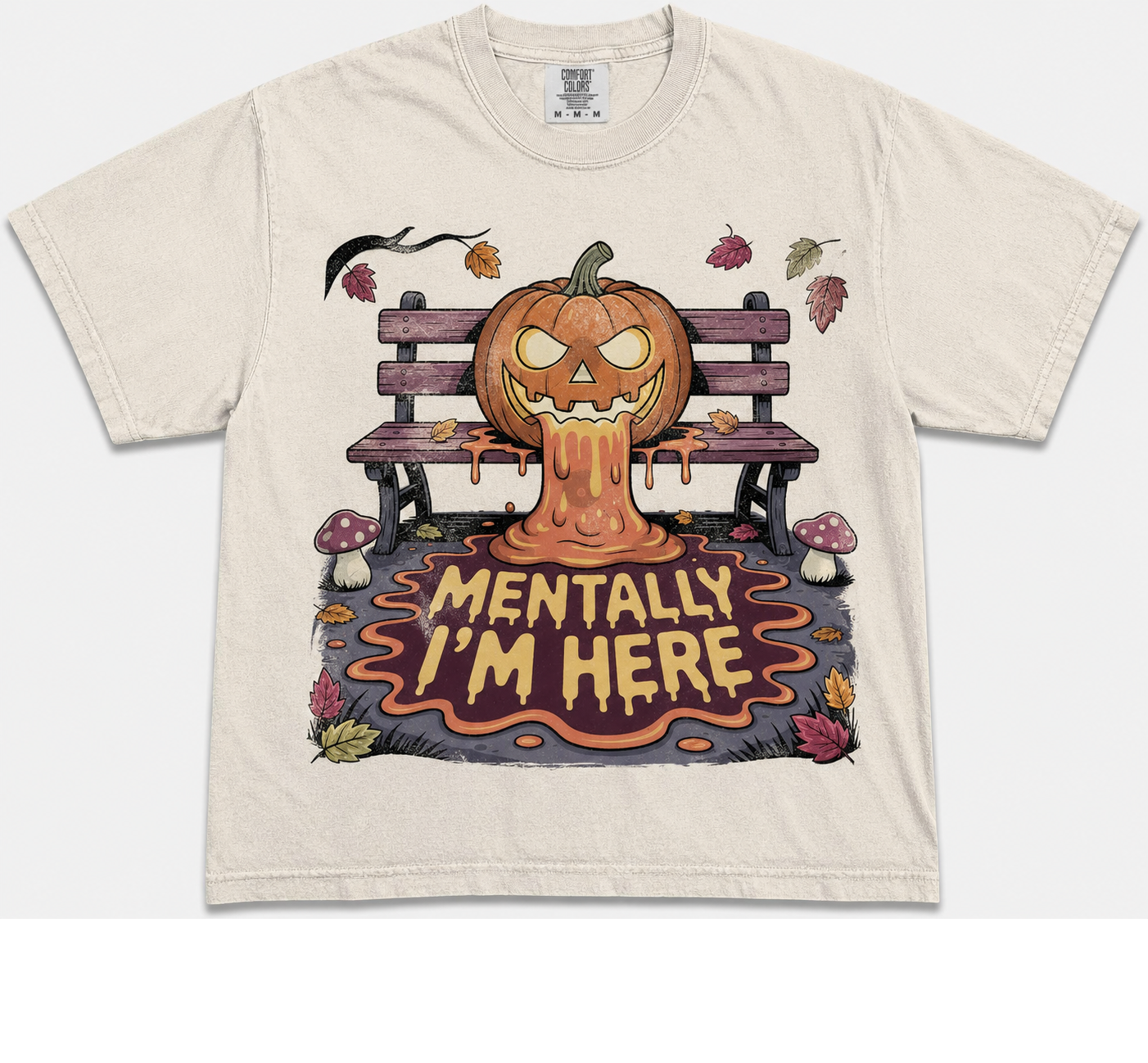 MENTALLY I'M HERE HALLOWEEN PUMPKIN T-SHIRT AV-00117