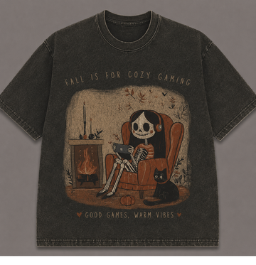 COZY GAMER SKELETON HALLOWEEN T-SHIRT AV-00177