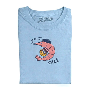 FUNNY FRENCH SHRIMP SHIRT CROISSANT FISHERMAN TEE HHUE - 014