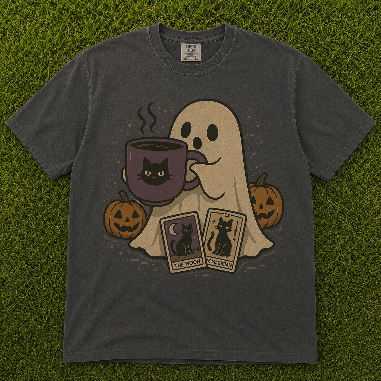 VINTAGE GHOST COFFEE HALLOWEEN T-SHIRT AV-0090