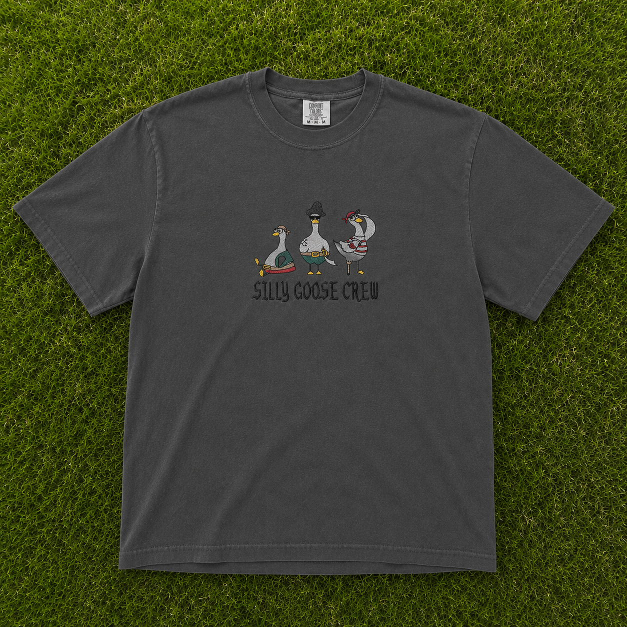 SILLY GOOSE CREW FUN EMBROIDERED TEE AV-0060