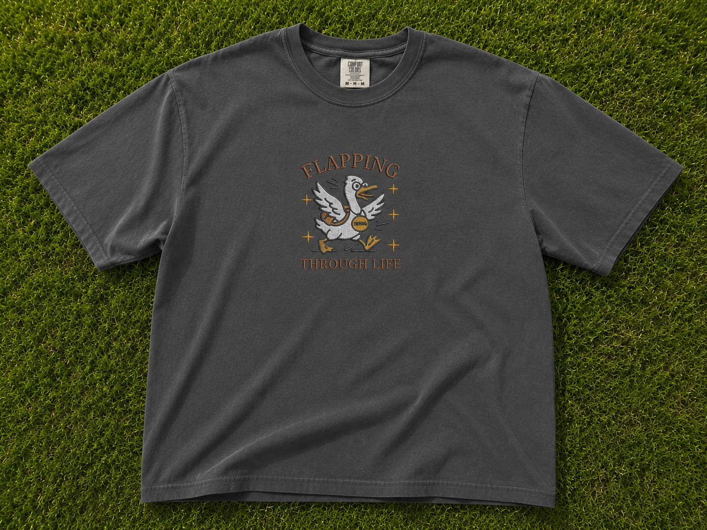 FLAPPING THROUGH LIFE GOOSE EMBROIDERED TEE AV-0056