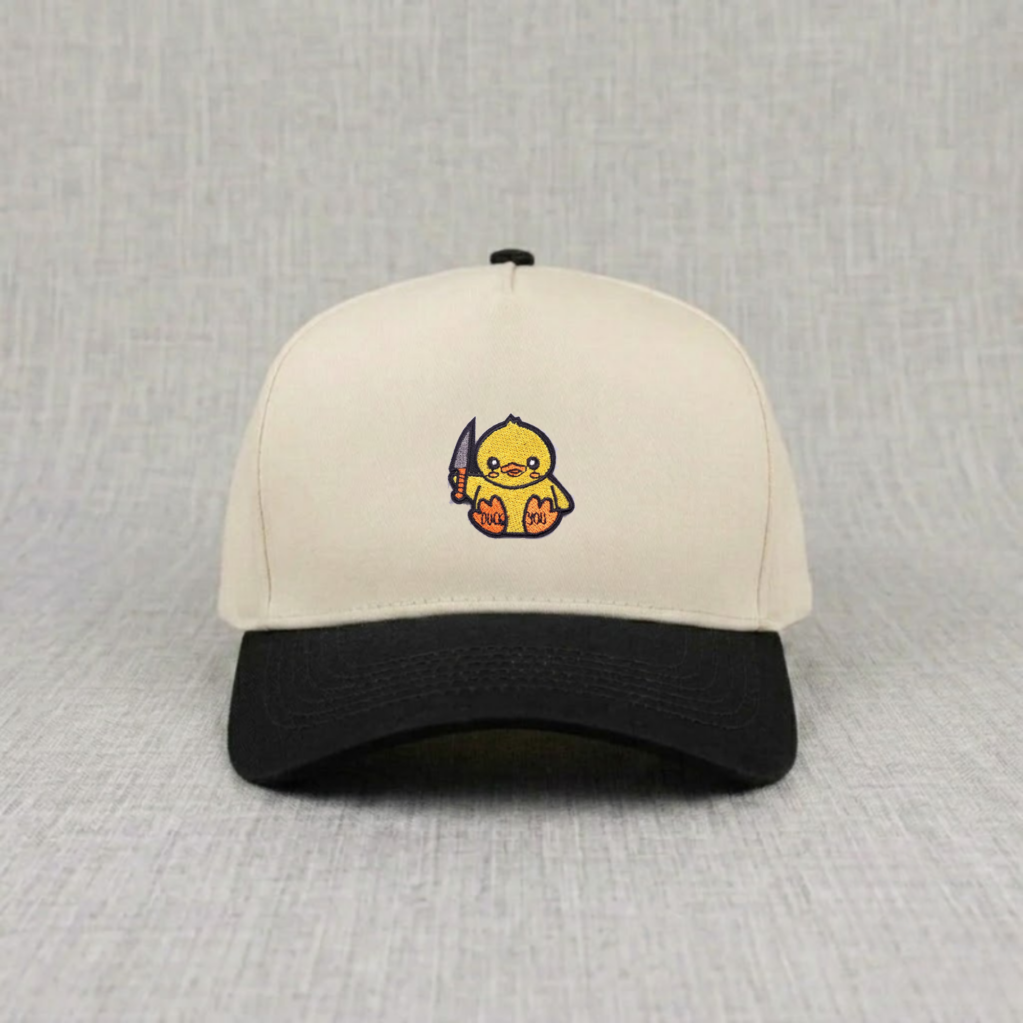 CUTE DUCK WITH KNIFE FUNNY MEME EMBROIDERED HAT CT-0006