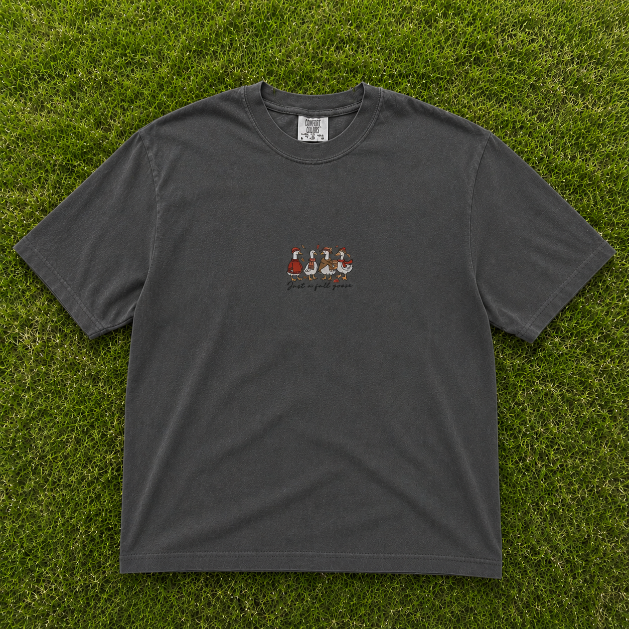 JUST A FALL GOOSE EMBROIDERED TEE AV-0064