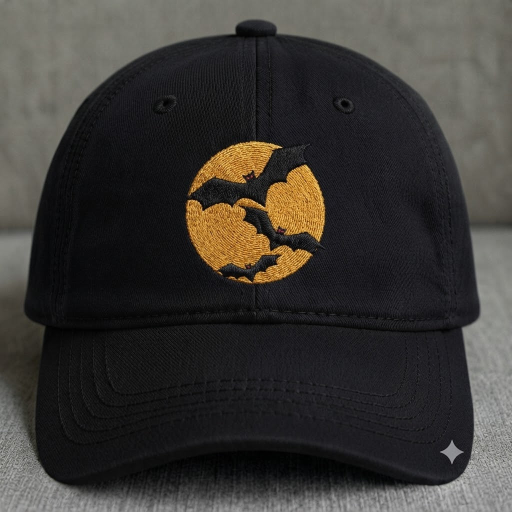 BATS UNDER FULL MOON EMBROIDERED HAT BS-0023