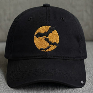 BATS UNDER FULL MOON EMBROIDERED HAT BS-0023