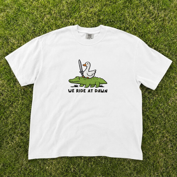 WE RIDE AT DAWN DUCK AND CROCODILE EMBROIDERED TEE CT-0034