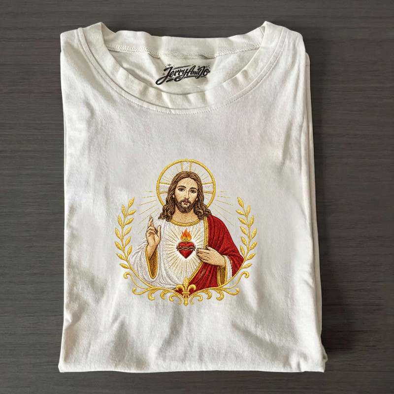 SACRED HEART CHRIST EMBROIDERED TEE BN-00017