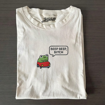 BEEP BEEP FROG, FUNNY EMBROIDERED CAR TEE BN-00012