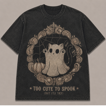 TOO CUTE TO SPOOK GHOST KITTY HALLOWEEN T-SHIRT AV-00166