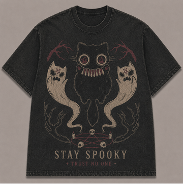 STAY SPOOKY DEMON CAT HALLOWEEN T-SHIRT AV-00169