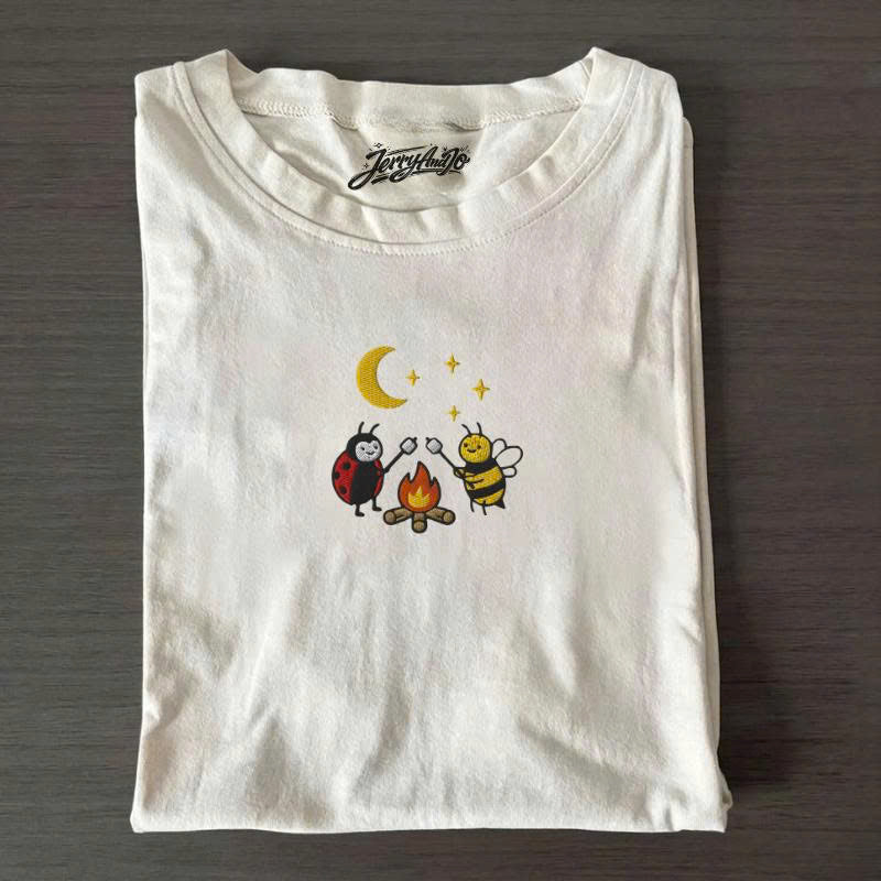 BEE & LADYBUG CAMPFIRE EMBROIDERED TEE TH-0002