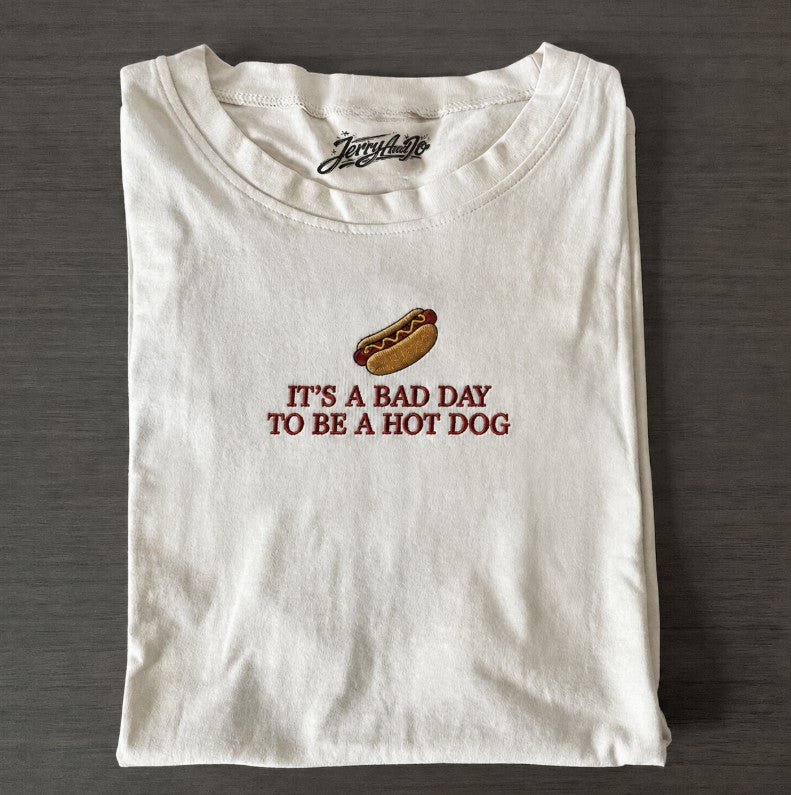 Embroidered Hot Dog Shirt, Funny Summer BBQ Tee Son-0006