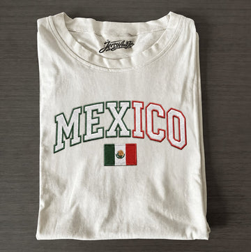 Embroidered Mexico Quarter Shirt, Floral Football Cup Merch Tee Son-0009