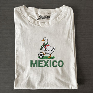 Embroidered Mexico Soccer T-Shirt, Cute Goose Football Tee, Mexican Sports Fan Son-0013