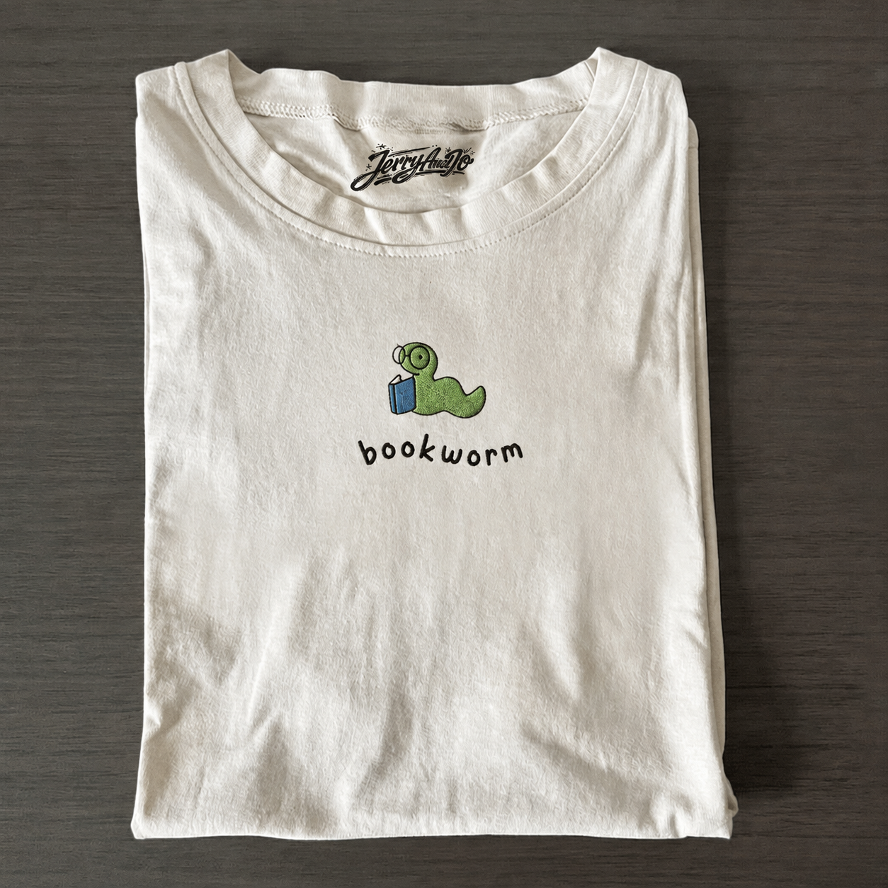 Bookworm Youth Shirt, Embroidered Reader Tee Son-0014
