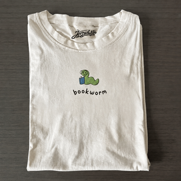 Bookworm Youth Shirt, Embroidered Reader Tee Son-0014