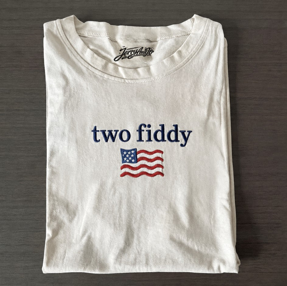 Two Fiddy Embroidered Shirt, July 4th Outfit Son-0001