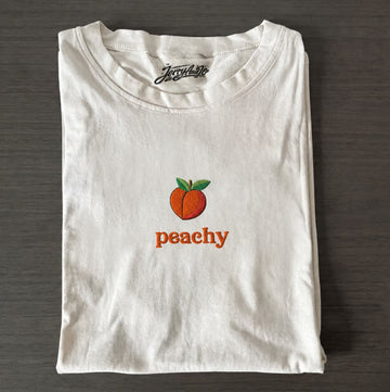Embroidered Peachy T Shirt Fruit Lover Shirt Cute Peach Tee Son-0002