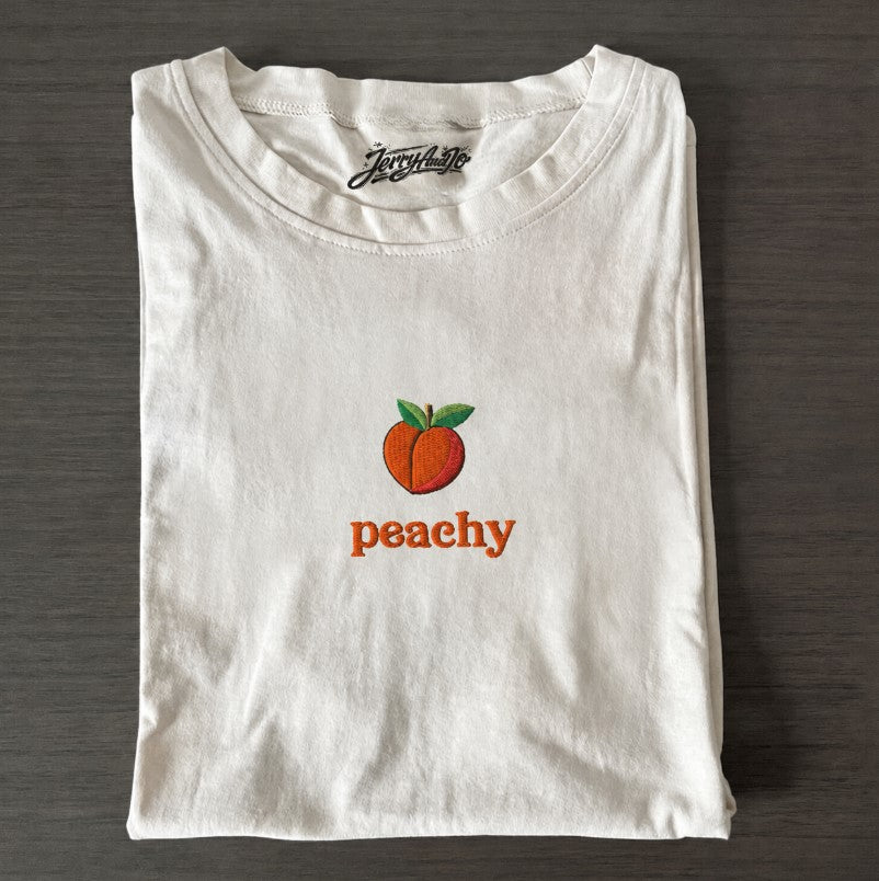 Embroidered Peachy T Shirt Fruit Lover Shirt Cute Peach Tee Son-0002