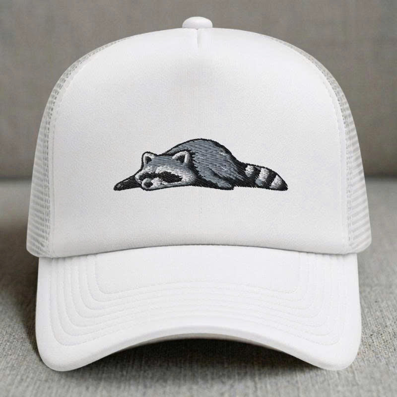 SLEEPING RACCOON EMBROIDERED TRUCKER HAT PH-0002