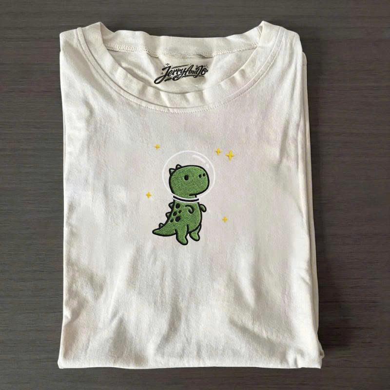 ASTRONAUT DINOSAUR EMBROIDERED TEE TH-0010