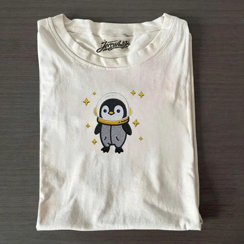 ASTRONAUT PENGUIN EMBROIDERED TEE TH-0009