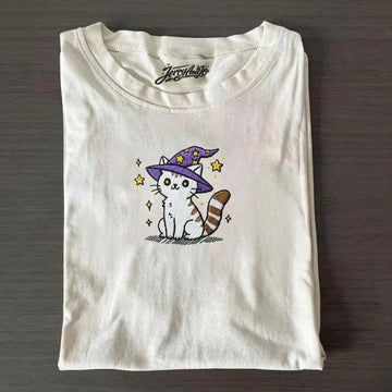 WIZARD CAT EMBROIDERED TEE TH-0008