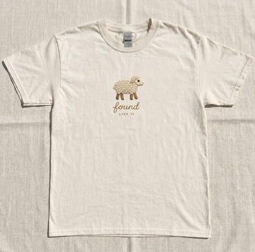 Lost Sheep Shirt Women, Minimalist Found Lamb Luke 15 Christian Tee, Faux Embroidered Son-0042