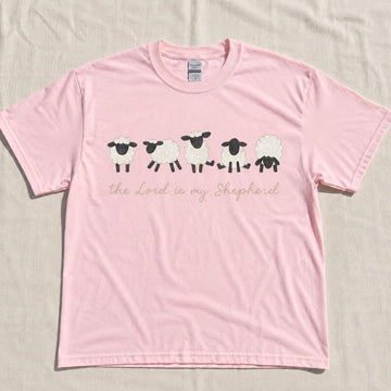 Embroidered The Lord Is My Shepherd Cute Sheeps T-Shirt - Trendy Faith Based Christian Gift Son-0043