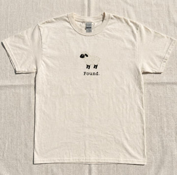 Christian Psalm 23 Lamb Embroidered Shirt, Found Sheep Faith Tee, Minimal Scripture Animal Son-0044