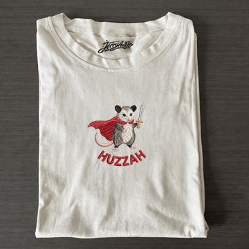 Embroidered Opossum Knight Huzzah T-Shirt, Fantasy Animal Son-0022
