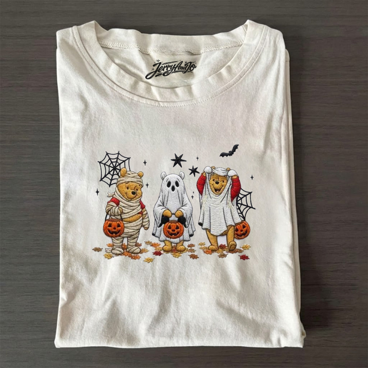 Embroidered Winnie the Pooh Halloween Shirt, Pooh Ghost, Tigger Piglet Eeyore Spooky Son-0024