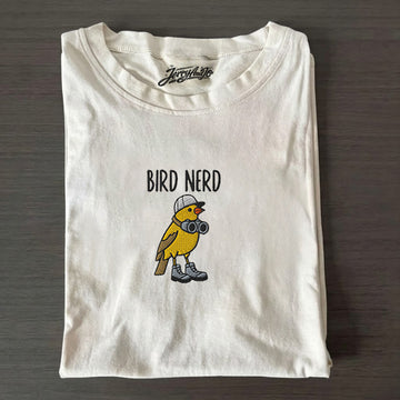 Embroidered Bird Nerd T-Shirt, Funny Bird Watcher Shirt, Bird Lover Gift Tee, Twitcher Nature Son-0036