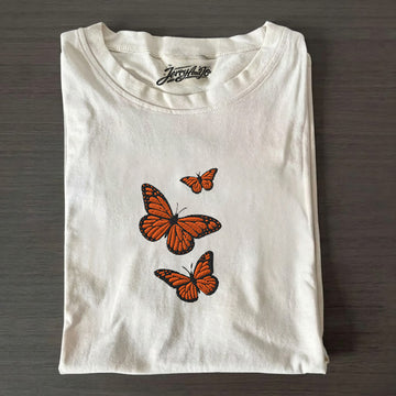 Butterfly Comfort Tee, Embroidered Butterfly Shirt, Minimalist Shirt Son-0039