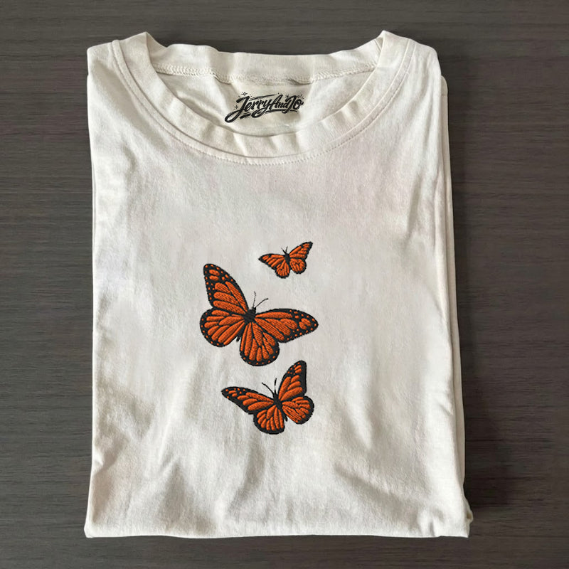 Butterfly Comfort Tee, Embroidered Butterfly Shirt, Minimalist Shirt Son-0039