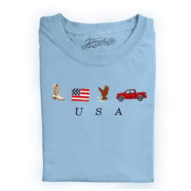 USA EMBROIDERED ICONS CREWNECK SHIRT BT-0019