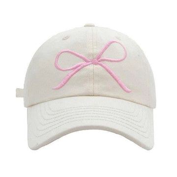 PINK BOW EMBROIDERED DAD HAT, COQUETTE BASEBALL CAP, MINIMAL AESTHETIC COTTON HAT, CUTE EVERYDAY CAP PH-0034