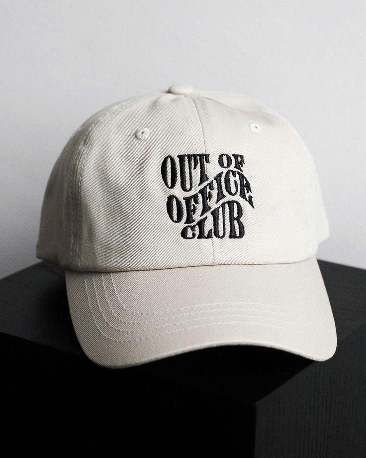 OUT OF OFFICE CLUB EMBROIDERED DAD HAT, MINIMAL TYPOGRAPHY BASEBALL CAP, CASUAL COTTON CAP PH-0035