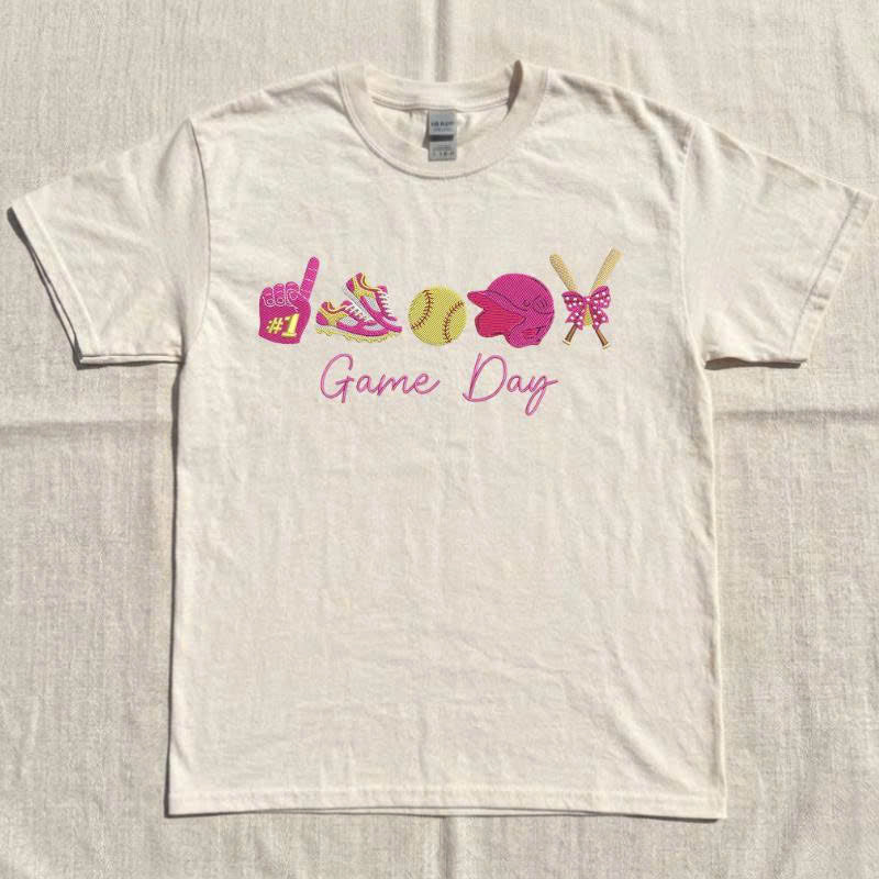 GAME DAY SOFTBALL MACHINE EMBROIDERY SHIRT, SOFTBALL MOM DESIGN  BT - 0041