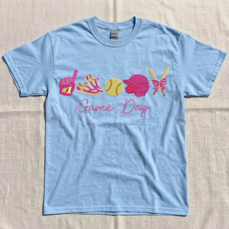 GAME DAY SOFTBALL MACHINE EMBROIDERY SHIRT, SOFTBALL MOM DESIGN  BT - 0041