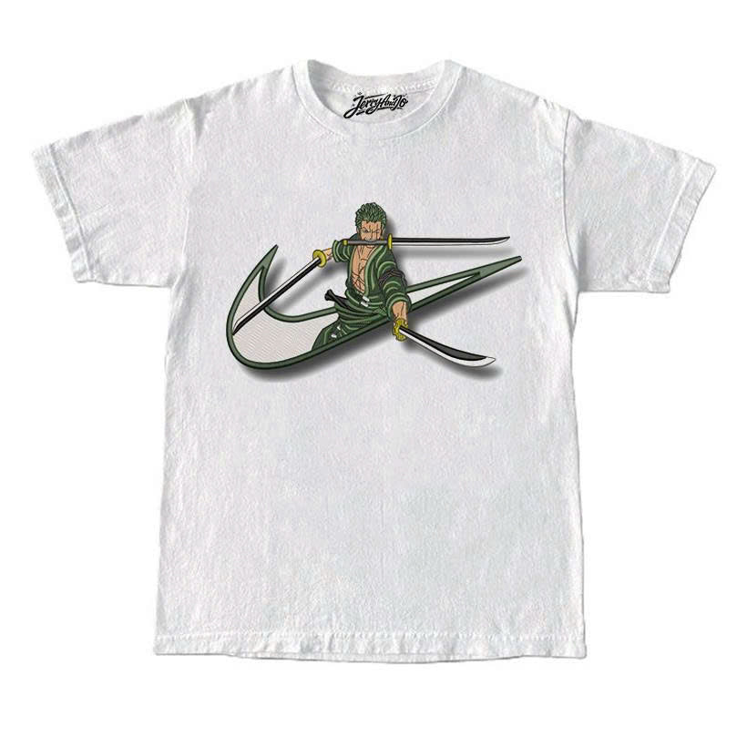 THREE-SWORD STYLE ANIME SWORDSMAN SWOOSH EMBROIDERED TEE - ANIME GENERAL SHIRT - HOODIE - SWEATSHIRT PH-0051