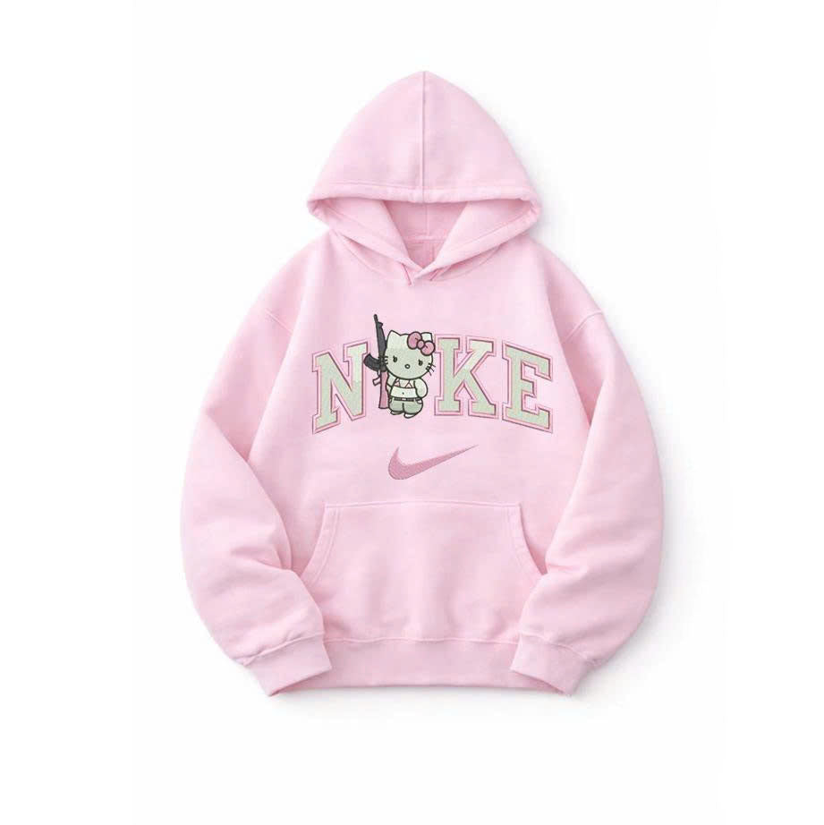 CUTE HELLO KIT EMBROIDERED TEE - Y2K PINK CAT CREWNECK SHIRT - HOODIE - SWEATSHIRT PH-0055