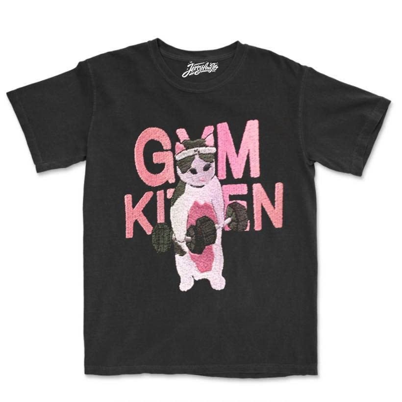 RETRO GYM KITTEN VINTAGE EMBROIDERED TEE - LIFTING CAT GRAPHIC SHIRT - HOODIE - SWEATSHIRT, FUNNY GYM AESTHETIC PUMP COVER PH-0046