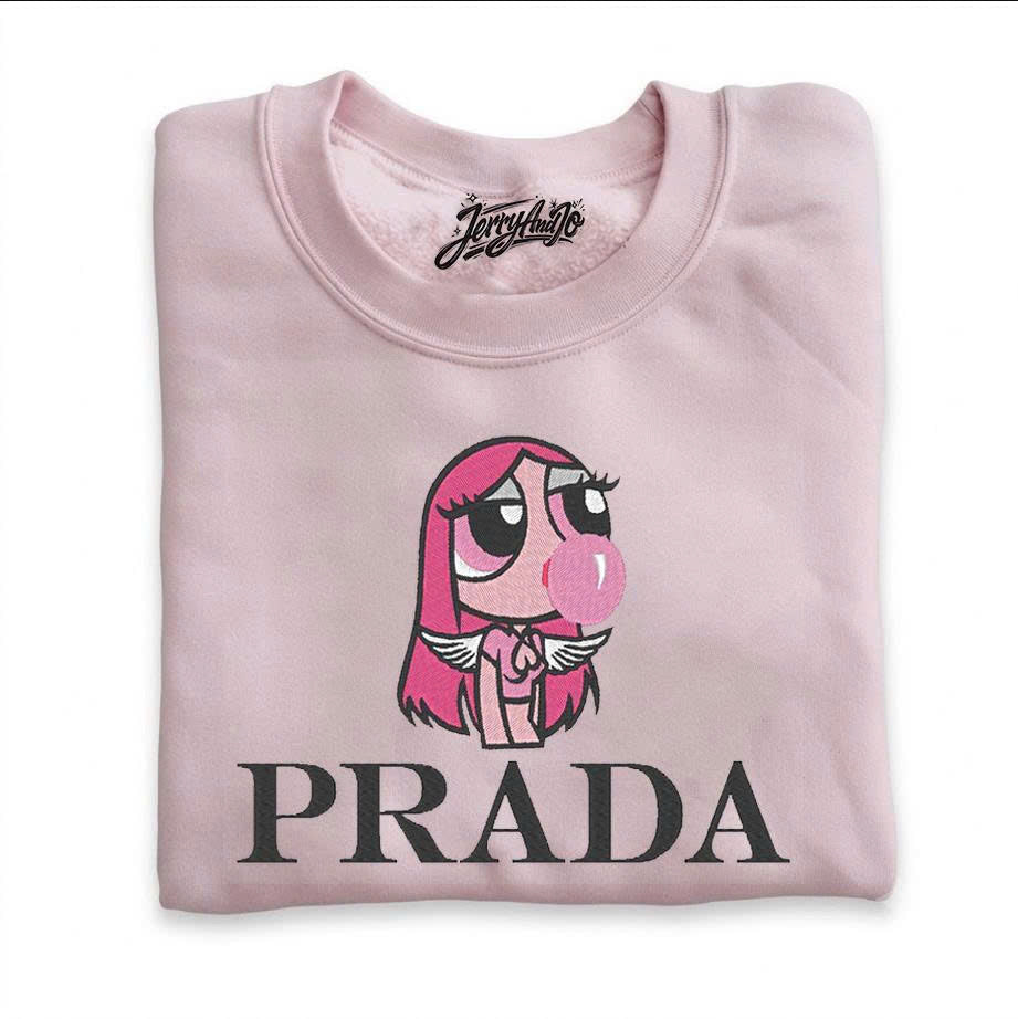 BLOSSOM ANGEL GIRL EMBROIDERED PINK TEE - Y2K AESTHETIC CREWNECK SHIRT - HOODIE - SWEATSHIRT PH-0045