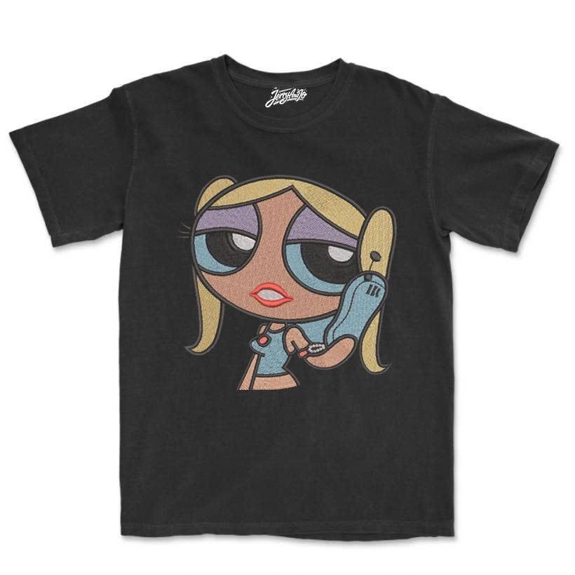 CUTE BUBBLES CARTOON GIRL EMBROIDERED TEE - Y2K AESTHETIC SHIRT - HOODIE - SWEATSHIRT PH-0043