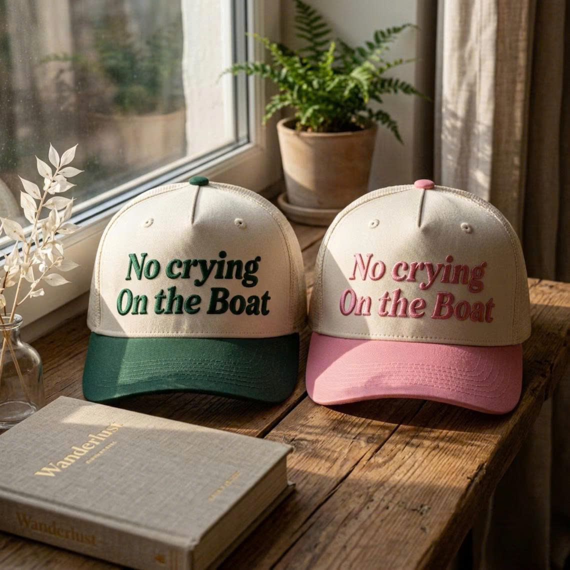 Embroidered No Crying On The Boat Hat LL - 0017