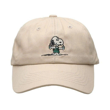 CUTE SNOOPY COFFEE EMBROIDERED DAD HAT, MINIMALIST BEIGE COTTON BASEBALL HAT, SUMMER EVERYDAY CAP PH-0063