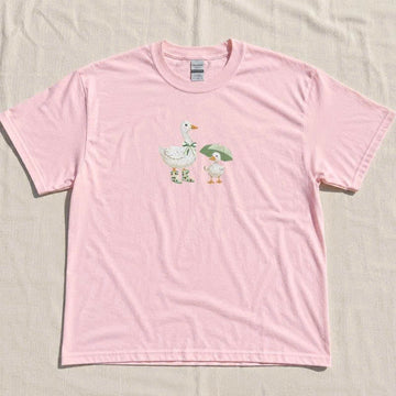 Wet but Happy Goose,Cute Goose Rainy Day Embroidery BT-0015