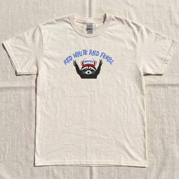 Red White And Feral Embroidery shirt,Funny Racoon shirt BT-0029